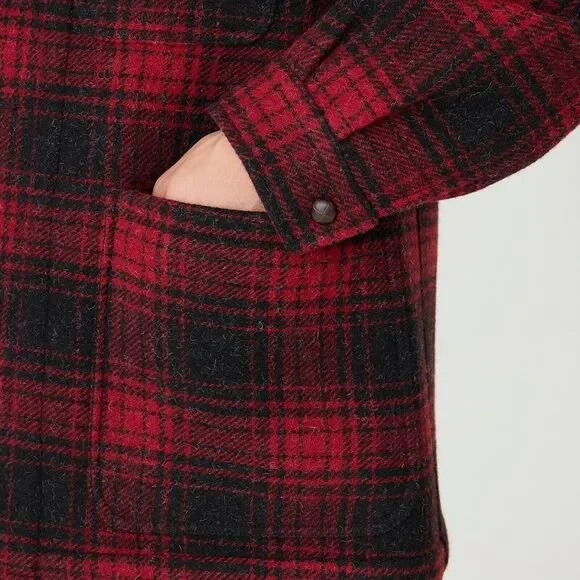J.Crew Limited-Edition Ludlow Overcoat English Wool Black Red Plaid L Large NEW